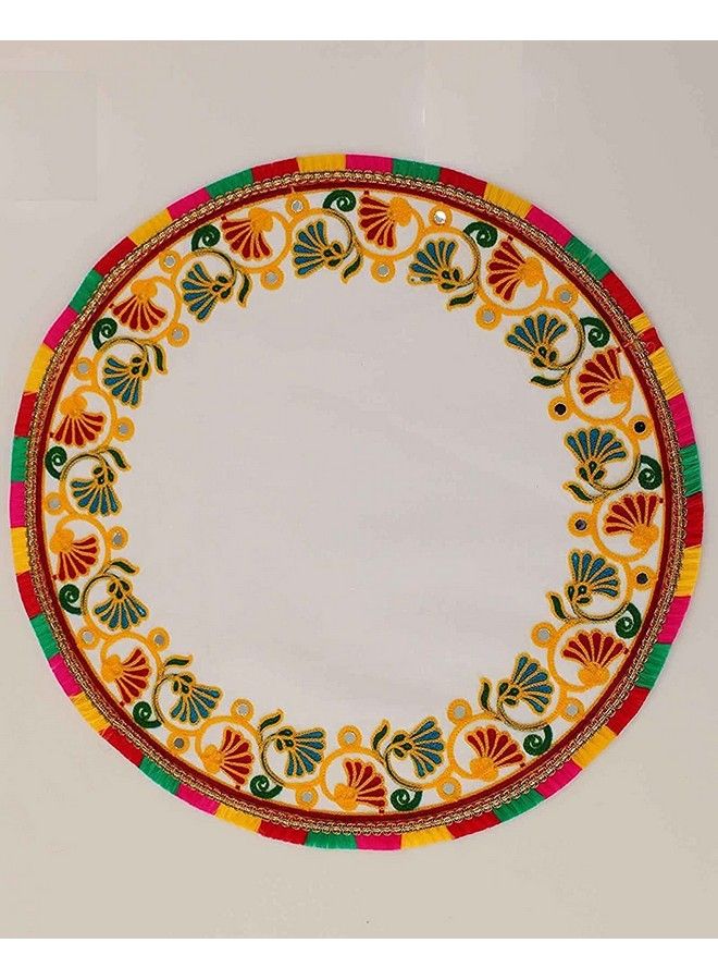 Bhavyam Kanku Pagla Cloth Rumal For Baby Women Bridletraditional Kutchi Hand Work Embroidered Kanku Pagla Rumal For Welcome New Born Baby Bridefootprint Rumal(1Pcs;Round) - Image 4