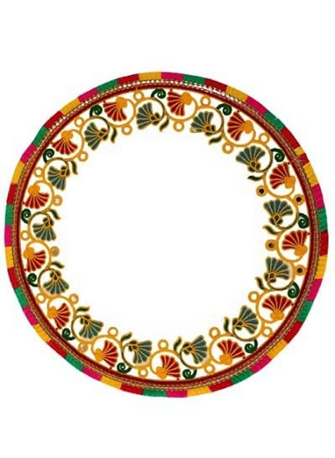 Bhavyam Kanku Pagla Cloth Rumal For Baby Women Bridletraditional Kutchi Hand Work Embroidered Kanku Pagla Rumal For Welcome New Born Baby Bridefootprint Rumal(1Pcs;Round) - Image 1