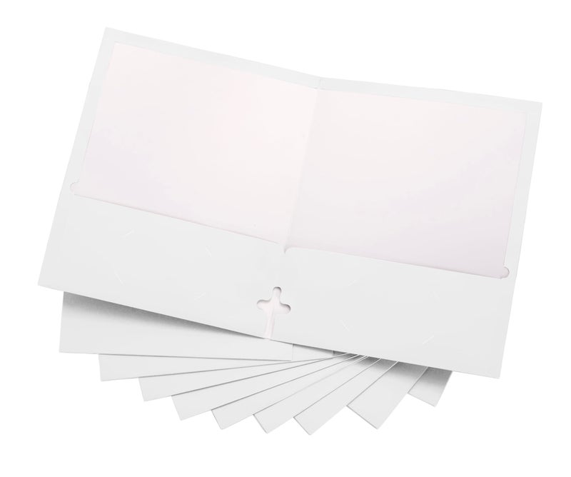 ACTIVITYYA 10 Pack Two Pocket Folders, White, Strong Thick Paper Folders, for Letter Size, by ACTIVITYya - Image 1