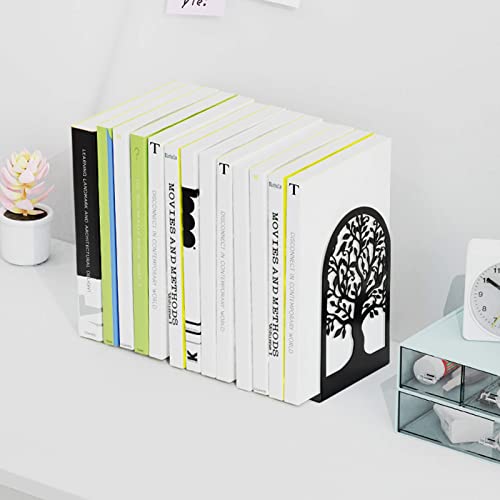 HappyHapi Book Ends, Metal Bookends for Shelves Decorative, Tree Stopper for Heavy Books, Black Ends to Hold Books for Home Office, 6.5 X 4.7 X 3.5 Inch(3 Pairs/6 Pcs, Large) - Image 5