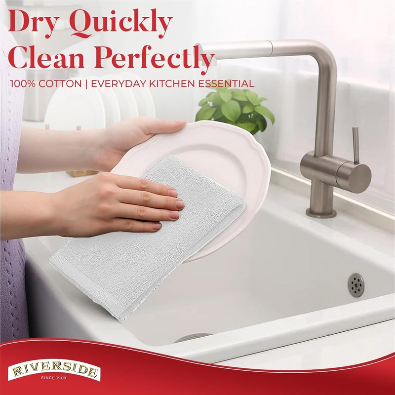 Riverside Bar Mop Towels Pack of 12, 16x19 Inches, 100% Ring Spun Cotton Terry Cloth Kitchen Towel, Highly Absorbent & Reusable Multipurpose Cleaning Rags for Bathroom, Hotel, Restaurant, White - Image 5