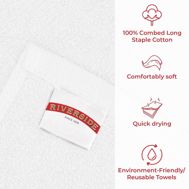 Riverside Bar Mop Towels Pack of 12, 16x19 Inches, 100% Ring Spun Cotton Terry Cloth Kitchen Towel, Highly Absorbent & Reusable Multipurpose Cleaning Rags for Bathroom, Hotel, Restaurant, White - Image 3