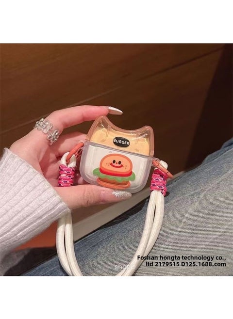 Cute Cat Ear Portable Lanyard Suitable For Apple Wireless Bluetooth Airpods Pro2 Generation Headset 3 Generation Protective Cover-Color:Hamburg Lanyard Individually Packaged-Applicable Model:airpods 1/2 Generation