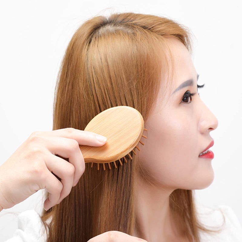 Sofmild Mini Travel Bamboo Hair Brush for Women/Men/Kids - Anti-Static Small Detangling Brush Glide Through Tangles with Ease - Image 3