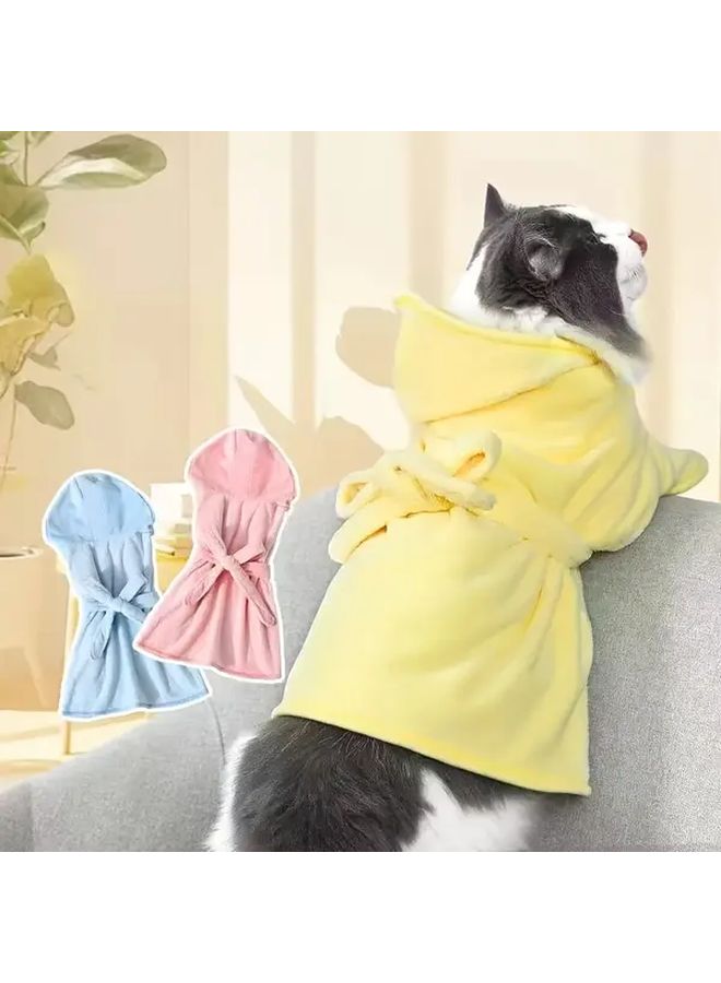 Light Blue Large Quick Dry Absorbent Pet Bath Towel Robe For Small Medium Dogs Cats - Image 2