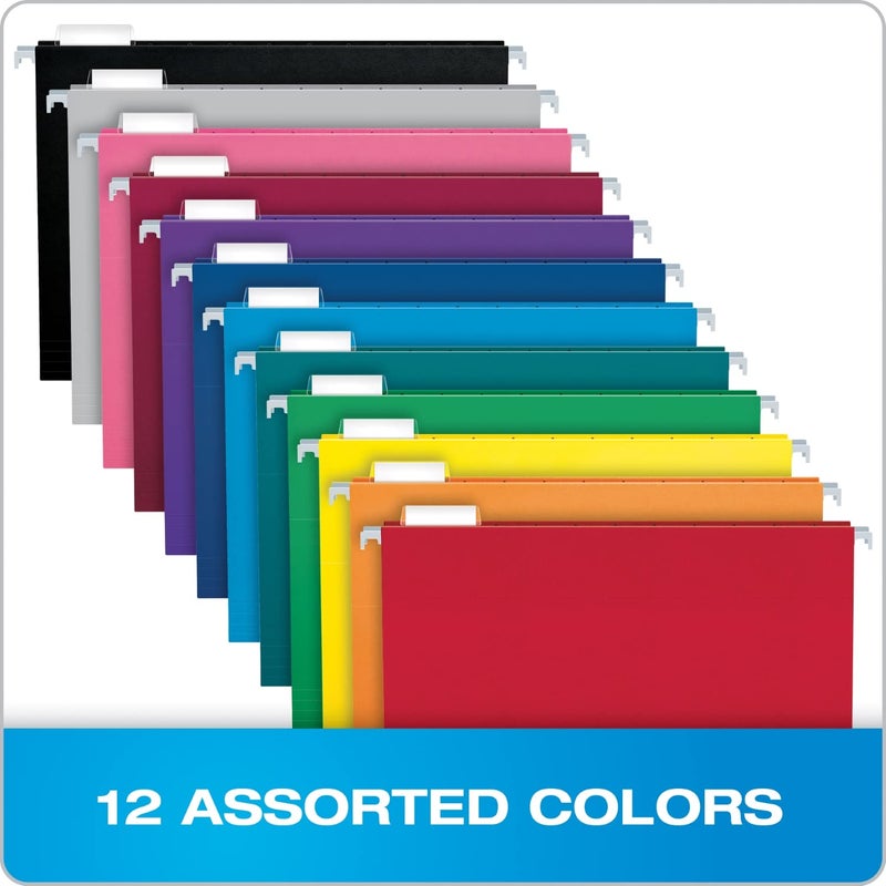 Pendaflex Colored Hanging File Folders Letter Size with 1/5 Cut Adjustable Tabs, 8.5 X 11-50 Pack of 12 Assorted Colors - Image 2