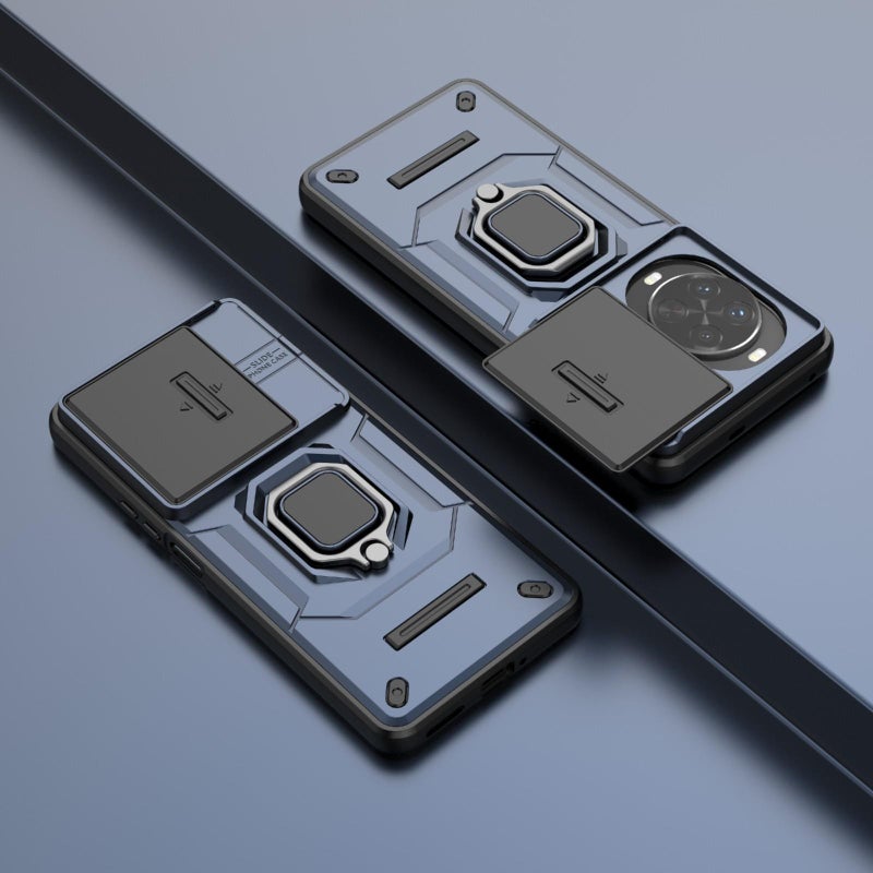 إيروريكس جراب هاتف مقاوم للصدمات من مادة TPU + PC لهاتف Huawei nova 14 Pro 5G Sliding Camshield TPU + PC مع حامل (أزرق) - Image 2