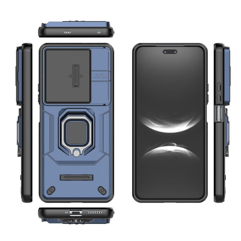 إيروريكس جراب هاتف مقاوم للصدمات من مادة TPU + PC لهاتف Huawei nova 14 Pro 5G Sliding Camshield TPU + PC مع حامل (أزرق) - Image 3