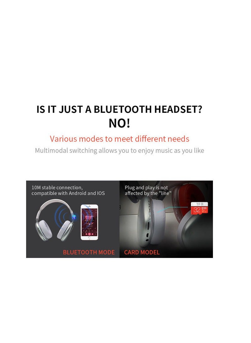 Headphone Wireless P9  With Hidden Mic Silver - Image 3