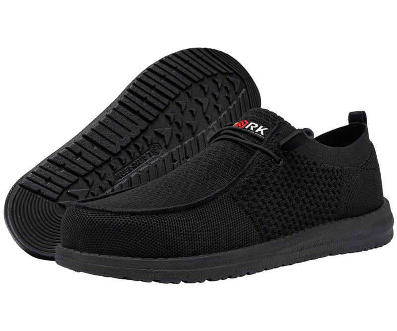 LARNMERN Steel Toe Loafers Women Slip On Shoes Lightweight Comfortable Lounging Walking Safety Work Flats Sneakers(7.5 Women, Black Women) - Image 2