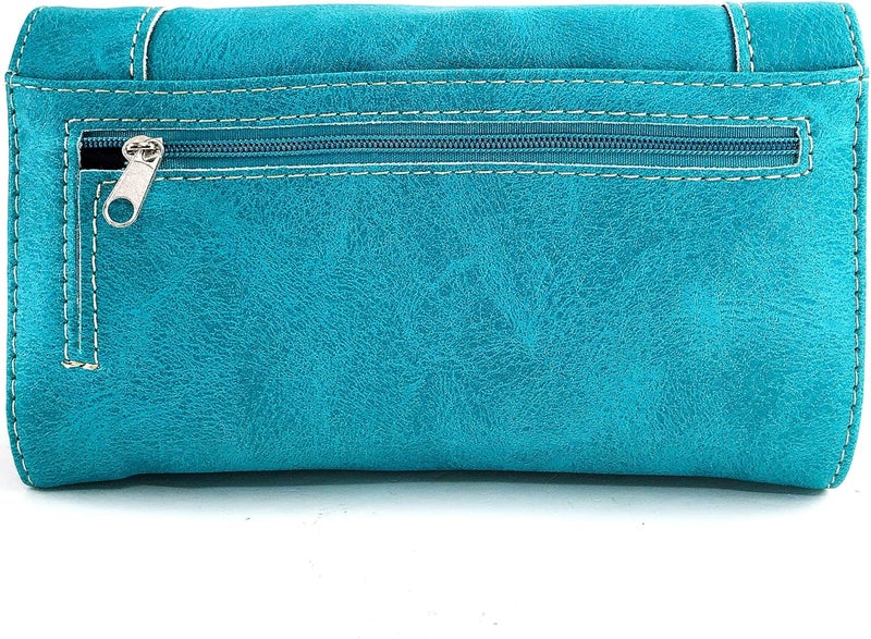 Zelris Store Tribal Native Dream Catcher Feather Concho Embroidered Crossbody Fold Wallet - Image 3