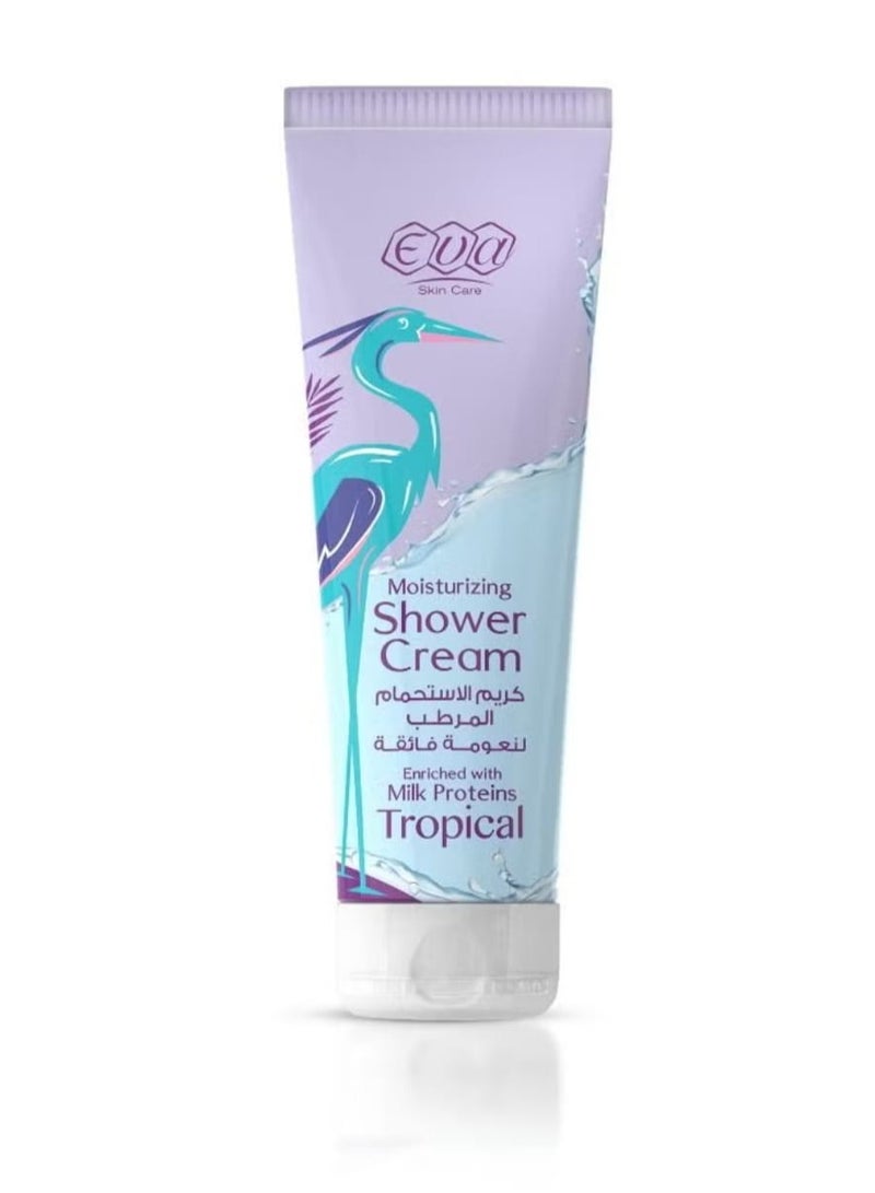 إيفا كريم الإستحمام المرطب لنعومة فائقة تروبيكال 250 مل + ايفا سكين كير سينسز معطر الجسم لاف تيل 240 مل - Image 2