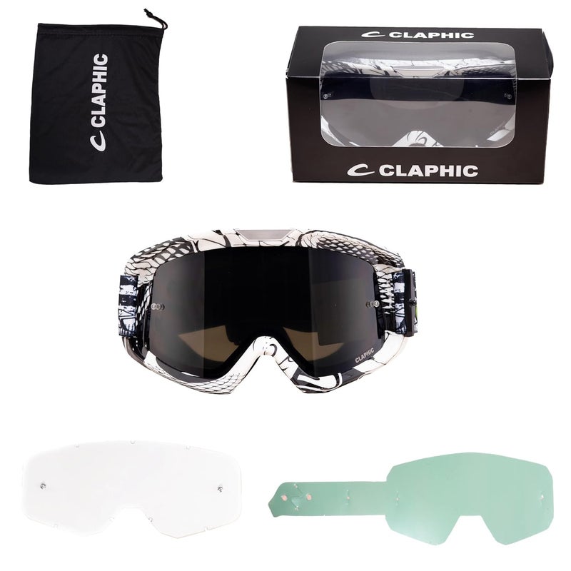 CLAPHIC Raven Smoky Motocross Goggle | Double Layer Anti-Fog Lens, UV Protection, Smoke Tint Wide Vision | Dirt Bike, MX, ATV, MTB, Enduro, Racing Goggles – OTG Supported - Image 2