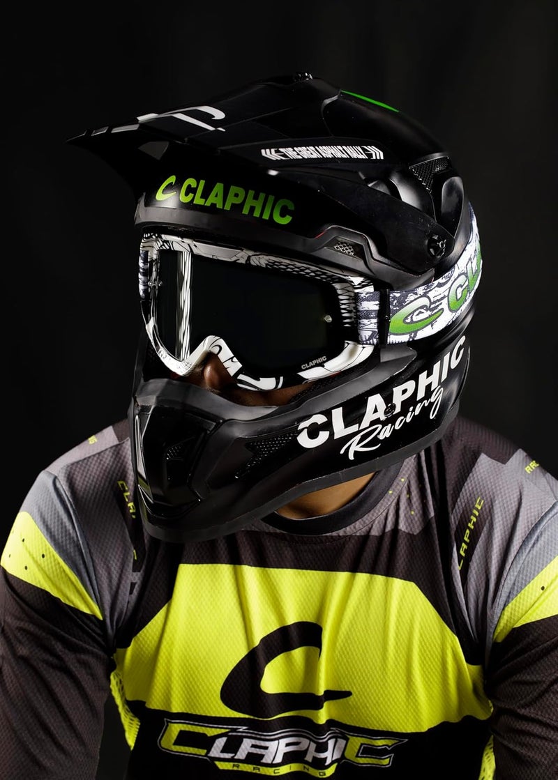 CLAPHIC Raven Smoky Motocross Goggle | Double Layer Anti-Fog Lens, UV Protection, Smoke Tint Wide Vision | Dirt Bike, MX, ATV, MTB, Enduro, Racing Goggles – OTG Supported - Image 3