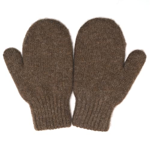 ZAYA KIDS 100 Wool Mittens DoubleLayer of Natural DyeFree Mongolian Sheep Wool Warm Cozy One pair Choco brown Large - Image 1