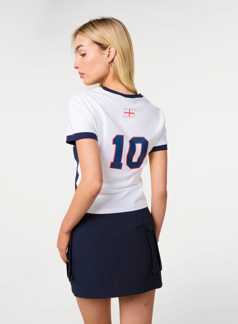 بينك فانيلا England Embellished Football T-Shirt