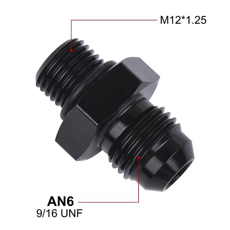 Evil Energy 6AN Male Flare to M12 x 1.25mm Male Metric Fitting Adapter Aluminium Alloy 2Pcs - Image 2