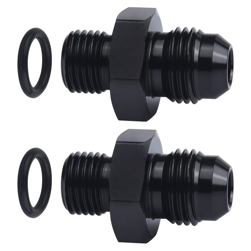 Evil Energy 6AN Male Flare to M12 x 1.25mm Male Metric Fitting Adapter Aluminium Alloy 2Pcs - Image 1