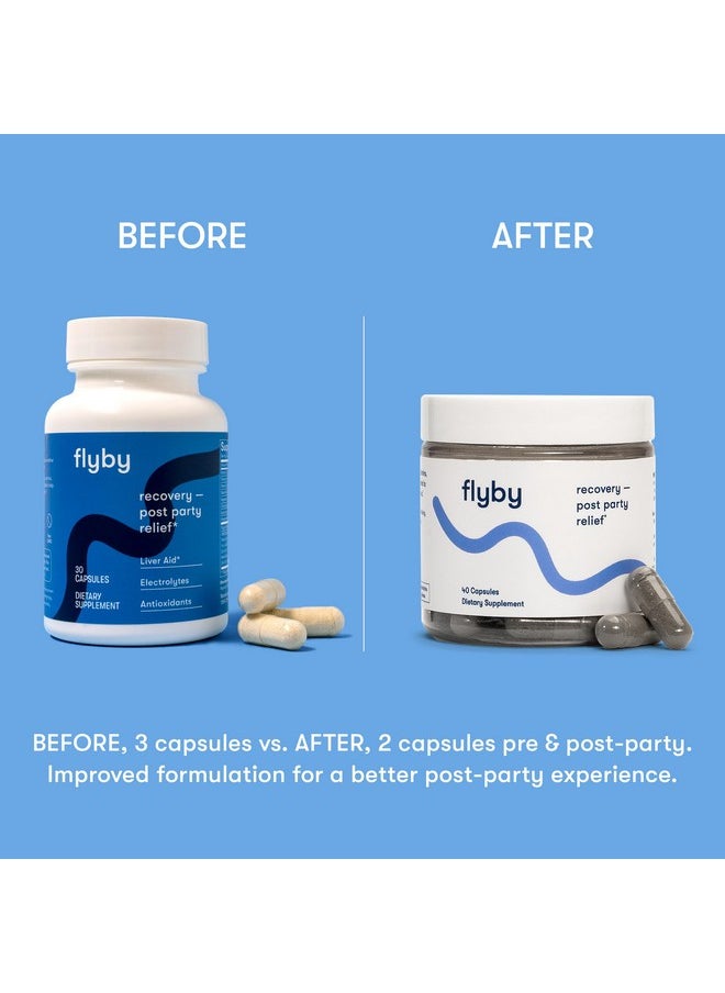 فلاي باي مكمل غذائي Flyby Recovery - All The Hang, Without The Over!™ - مع حليب الشوك، وفيتامين سي، والفحم المنشط، وخل التفاح - تركيبة قبل وبعد الشرب (40 حبة)  - Image 3