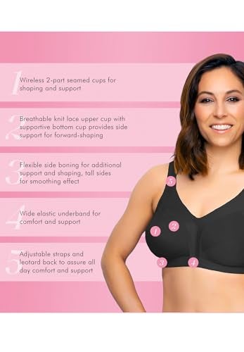 Exquisite Form Women's Intimate Apparel Lace Camisole Strap Bra, Black, 36B US - Image 3