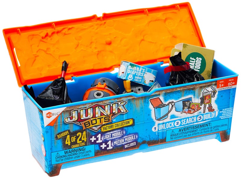 HEXBUG JUNKBOTS Factory Collection Industrial Dumpster, Surprise Toys in Every Box LOL with Boys and Girls, Alien Powered Toys for Kids, 60+ Pieces of Action Construction Figures, for Ages 5 and Up - Image 3