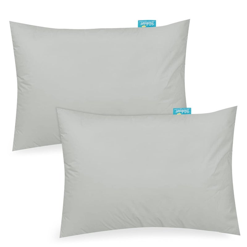 Biloban Organic Cotton Toddler Pillowcase 2 Pack Pillowcase Only Kids Pillowcase for Sleeping Fit Pillow Sized 13x 18 or 14x19 Envelope Travel Pillowcases for Girl Boy Gray