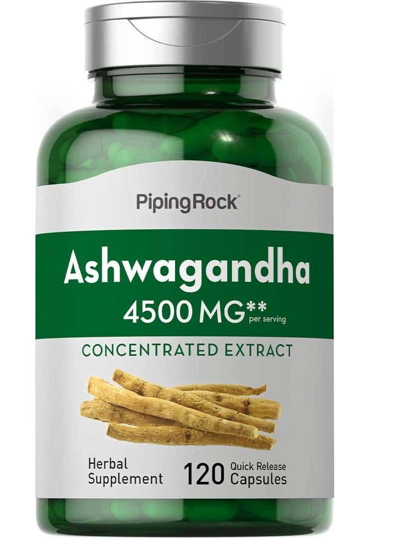 بايبينج روك مكمل أشواغاندا ٤٥٠٠ ملغ ١٢٠ كبسولة للنساء والرجال ٤٠ حصة - Image 1