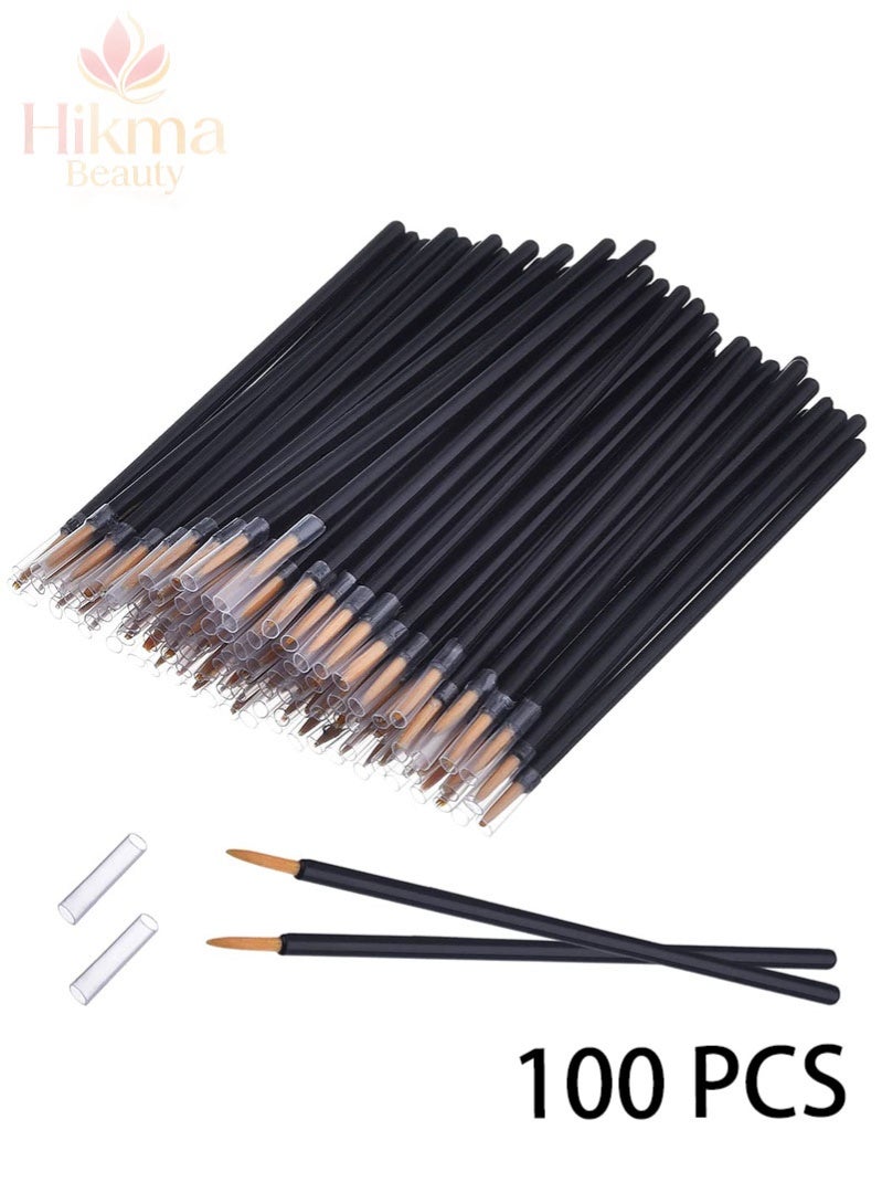 Hikma Beauty 100 Pack Disposable Eyeliner Brush Eyelash Serum Brushes Eyeshadow Applicator Eye Lash Wands Makeup Tool - Image 1