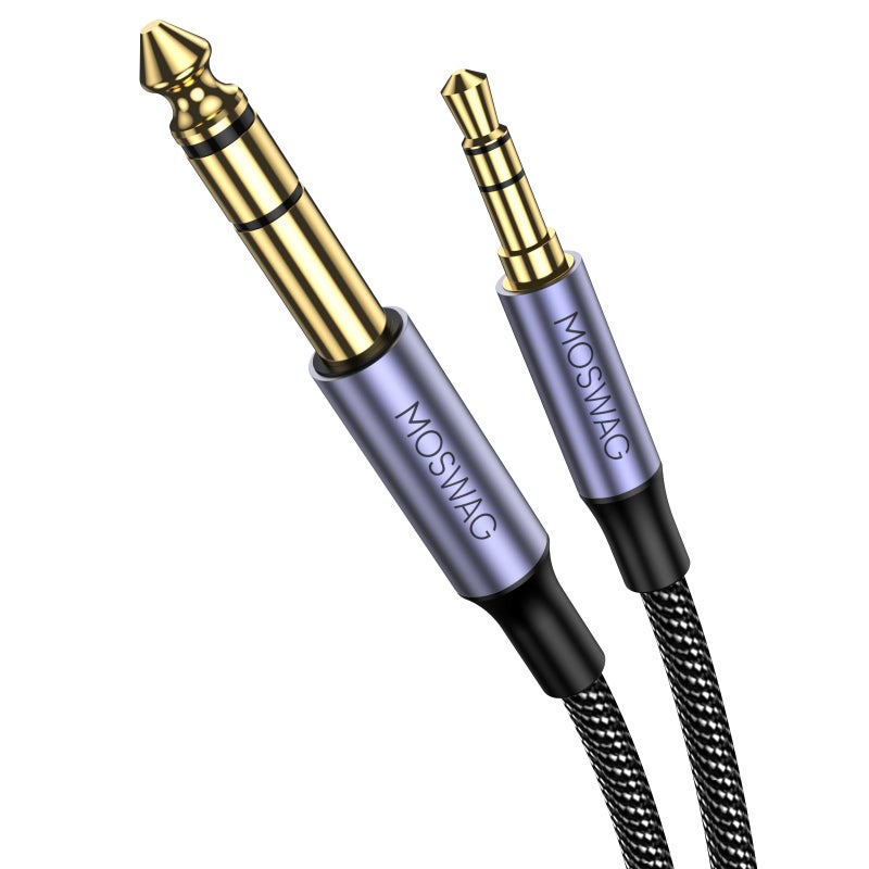 MOSWAG 6.35mm to 3.5mm Headphone Cable,1/4 to 1/8 Headphone Adapter TRS Stereo Audio Alloy Housing and Nylon Braid Compatible with Guitar,Piano,Amplifiers,Mixing Console - Image 1
