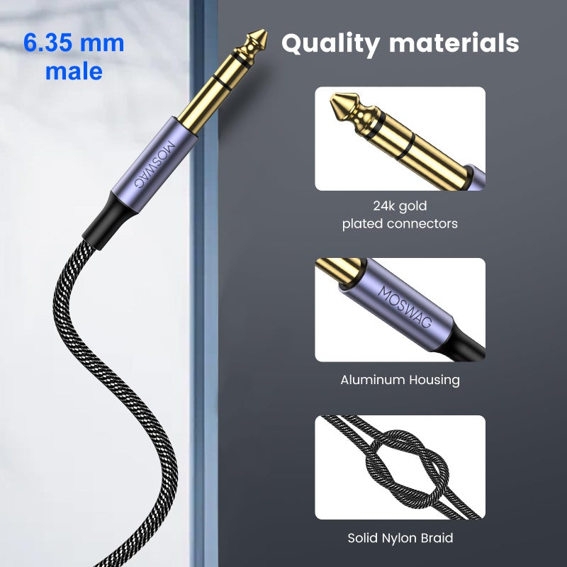 MOSWAG 6.35mm to 3.5mm Headphone Cable,1/4 to 1/8 Headphone Adapter TRS Stereo Audio Alloy Housing and Nylon Braid Compatible with Guitar,Piano,Amplifiers,Mixing Console - Image 5