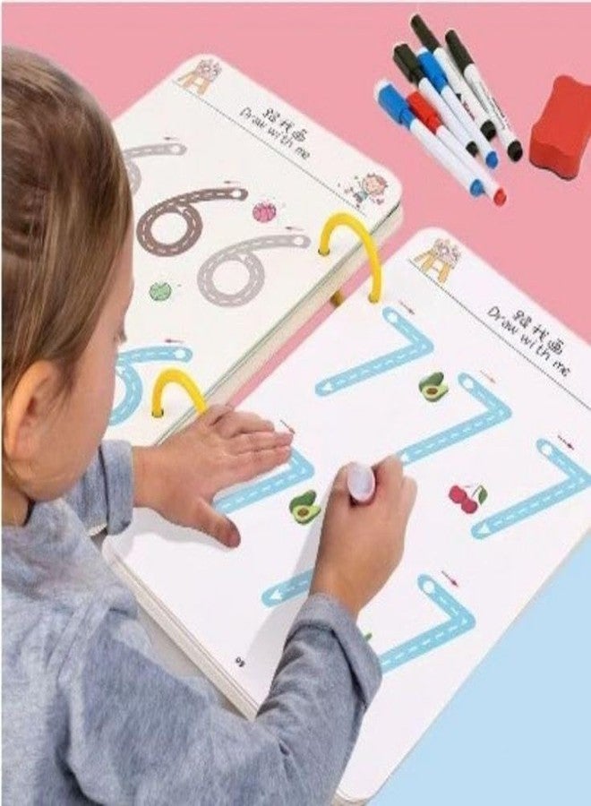 BuyLift Reusable Magic Tracing Workbook for Kids Ages 3–8 | Handwriting Practice Book with Disappearing Ink | Learn Letters, Numbers | Preschool Writing & Pen Control Book (64 Pages, 8 Pens, 1 Eraser) - Image 3