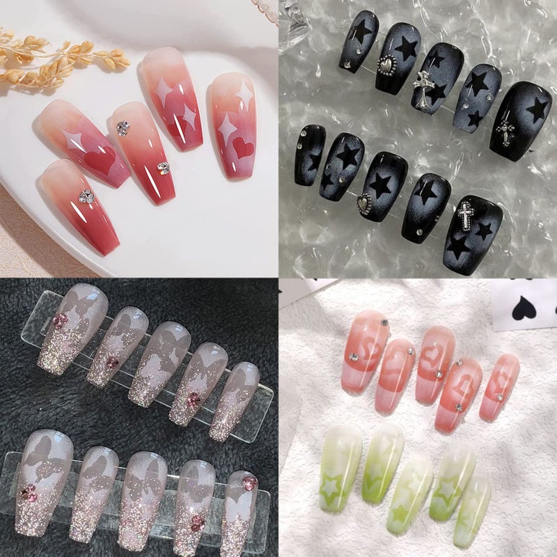 winthrop 24 Sheets Airbrush Stencils Nail Stickers for Nail Art, French Nail Decals Printing Template Stencil Tool Moon Stars Heart Butterfly French Design Hollow (154 Designs) - Image 5