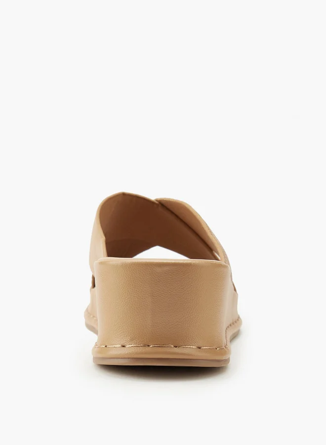 Flora Bella By Shoexpress Textured Criss-Cross Slip-On Sandals