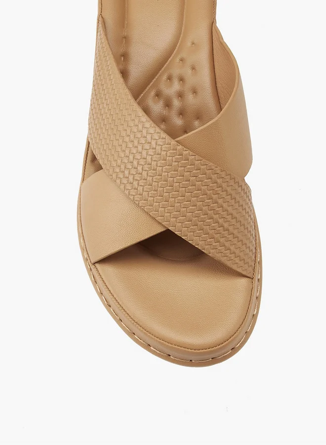 Flora Bella By Shoexpress Textured Criss-Cross Slip-On Sandals