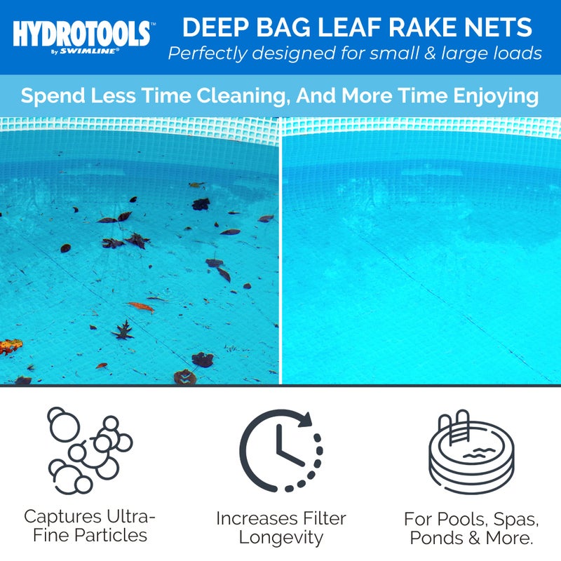 SWIMLINE HYDROTOOLS 8041 Leaf Net For Inground Above Ground Pool Pond | Extra Large Skimmer Net Cleaning Tool Ultra Fine Deep Mesh Bag | Durable Reinforced Plastic Frame With Brush | Debris Pickup - Image 3