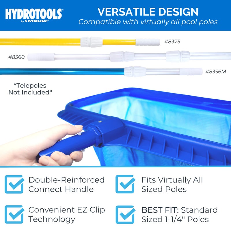 SWIMLINE HYDROTOOLS 8041 Leaf Net For Inground Above Ground Pool Pond | Extra Large Skimmer Net Cleaning Tool Ultra Fine Deep Mesh Bag | Durable Reinforced Plastic Frame With Brush | Debris Pickup - Image 4