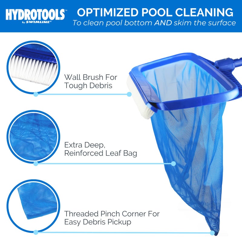SWIMLINE HYDROTOOLS 8041 Leaf Net For Inground Above Ground Pool Pond | Extra Large Skimmer Net Cleaning Tool Ultra Fine Deep Mesh Bag | Durable Reinforced Plastic Frame With Brush | Debris Pickup - Image 2