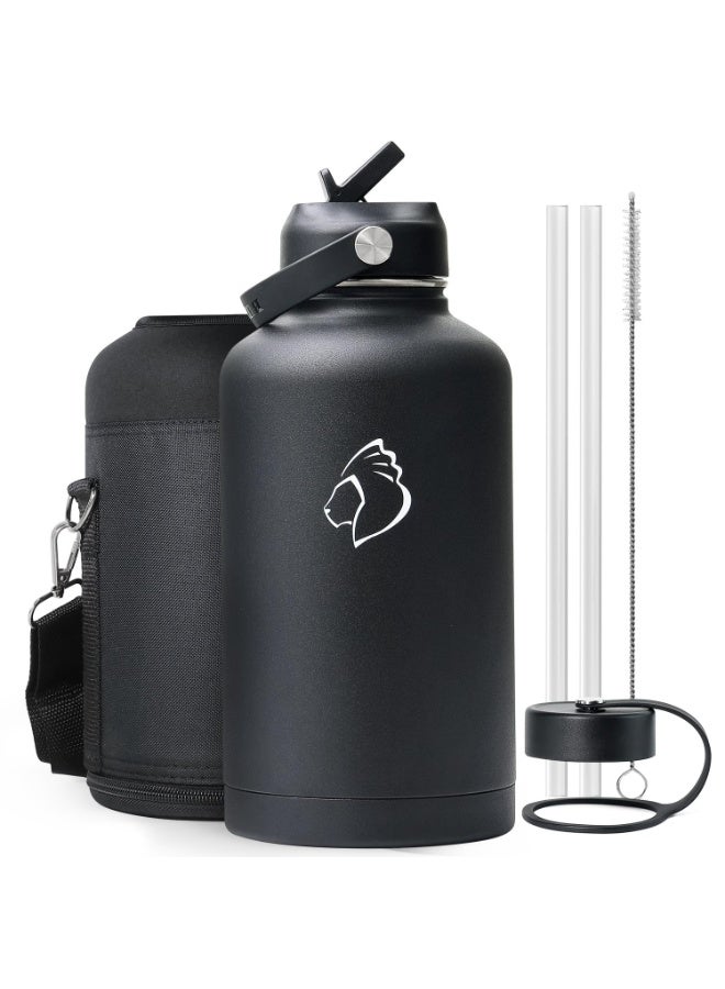 DIYANOO Stainless Steel Water Bottle 64oz (Cold for 48 Hrs/Hot for 24 Hrs) 1900ML Insulated Cup with Straw Lid Large Metal Jug BPA Free Double Wall Leakproof Travel Mug/Flask for Sports Hiking, Camping - Image 2