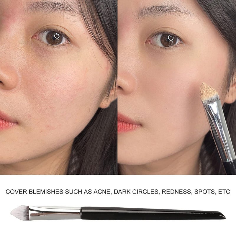 Triangular Head Concealer Brush Under Eye, Professional Small Portable Soft Hair Makeup Highlighter Brush for Women Apply Concealer Multiple Use Soft Hair - Image 2