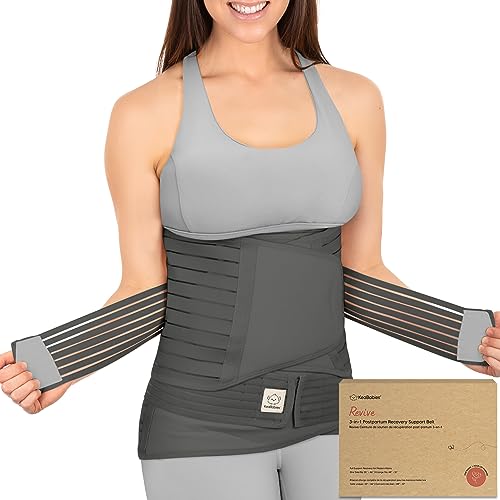 KeaBabies 3 in 1 Postpartum Belly Support Recovery Wrap – Postpartum Belly Band, After Birth Brace, Slimming Girdles, Body Shaper Waist Shapewear,Post Surgery Pregnancy Belly Support Band (Mystic Gray, M/L) - Image 1