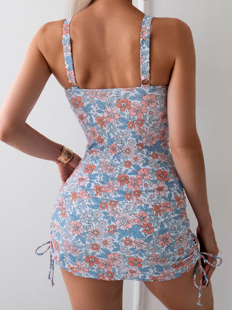 B2prity Tankini Swimsuit for Women Slimming Tummy Control Two Piece Bathing Suit Drawstring Swimwear Tank Top with Skirt - Image 5