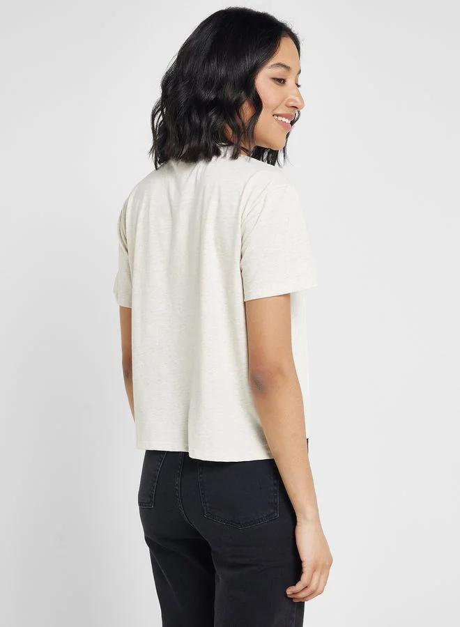 Ginger Basics Mock Neck T-Shirt With Side Split