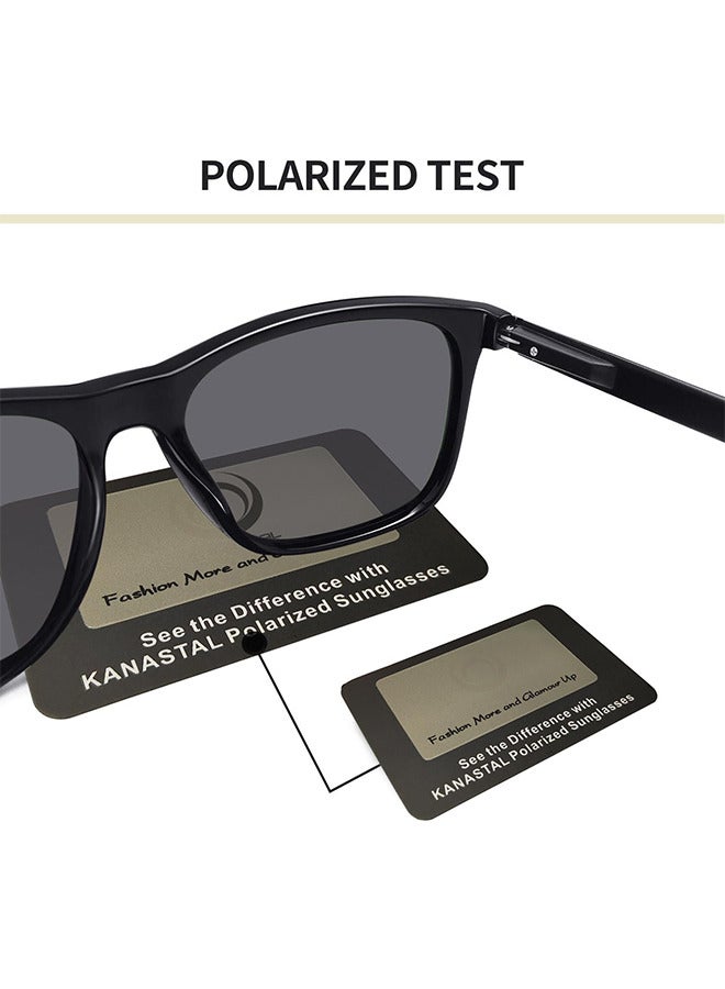 Square Sunglasses Unisex Vintage Retro or Men Women Fashion Rectangle Sun Glasses with Glasses Case(Black)