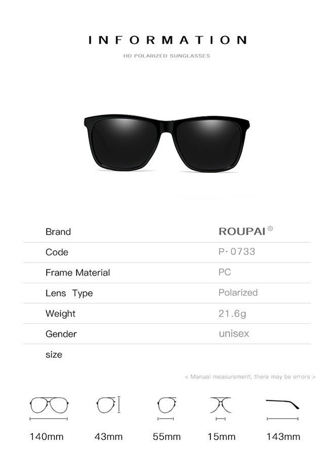 Square Sunglasses Unisex Vintage Retro or Men Women Fashion Rectangle Sun Glasses with Glasses Case(Black)