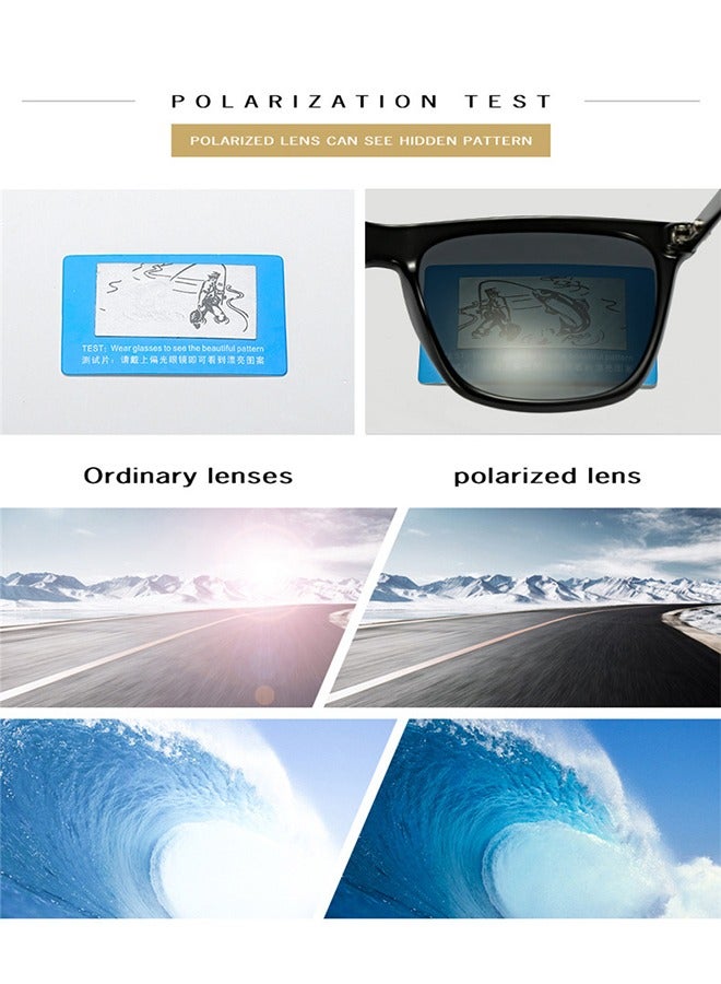 Generic Square Sunglasses Unisex Vintage Retro or Men Women Fashion Rectangle Sun Glasses with Glasses Case（Black）  - Image 3