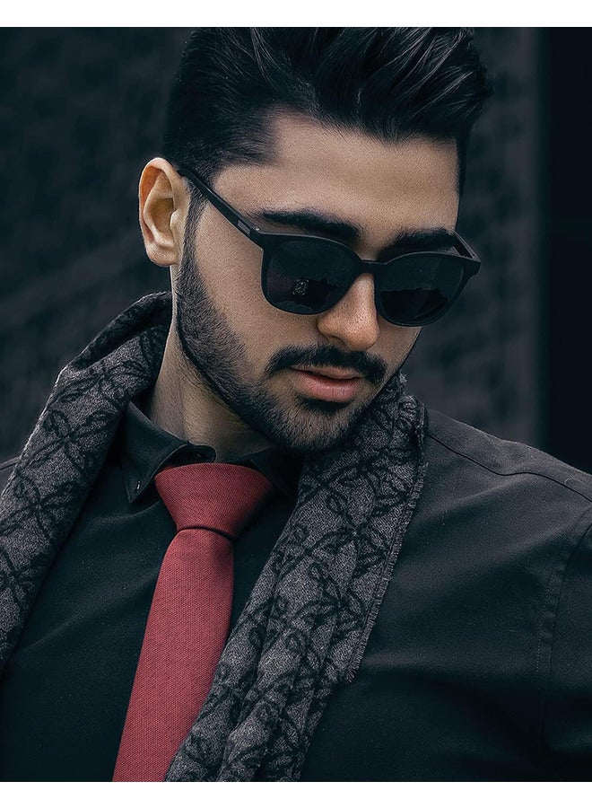 Square Sunglasses Unisex Vintage Retro or Men Women Fashion Rectangle Sun Glasses with Glasses Case(Black)