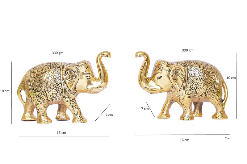 KridayKraft Metal Elephant Statue Medium Size Gold Polish 2 pcs Set for Showpiece Your HomeOffice Table Gift ArticleAnimal Decorative Showpiece Figurines Animal - Image 4