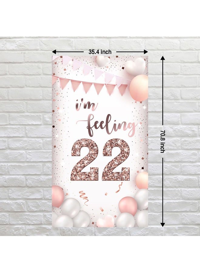 INNORU I'm Feeling 22 Door Banner Decor, Girls 22nd Birthday Party Decor, Happy 22nd Birthday Anniversary Party Photo Booth Backdrop Background Supplies - Image 2