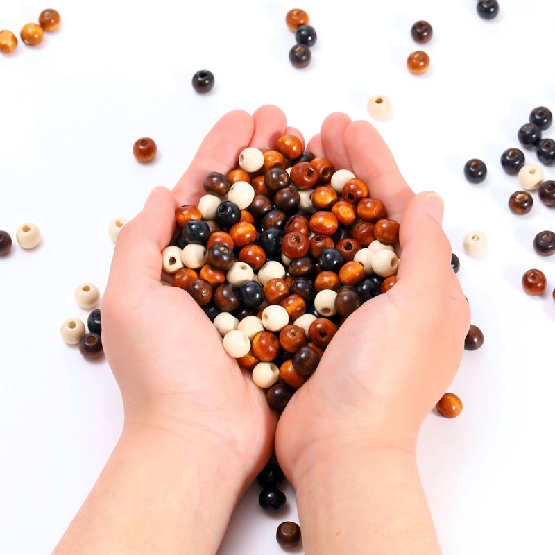 Secmity 140pcs Large Hole Wooden Beads for Crafts, 5 Colors Vintage Unfinished Wood Hair Bead 9X10mm Wooden Loose Spacer Beads for Macrame Decorations DIY Jewelry Making, Bracelets - Image 4