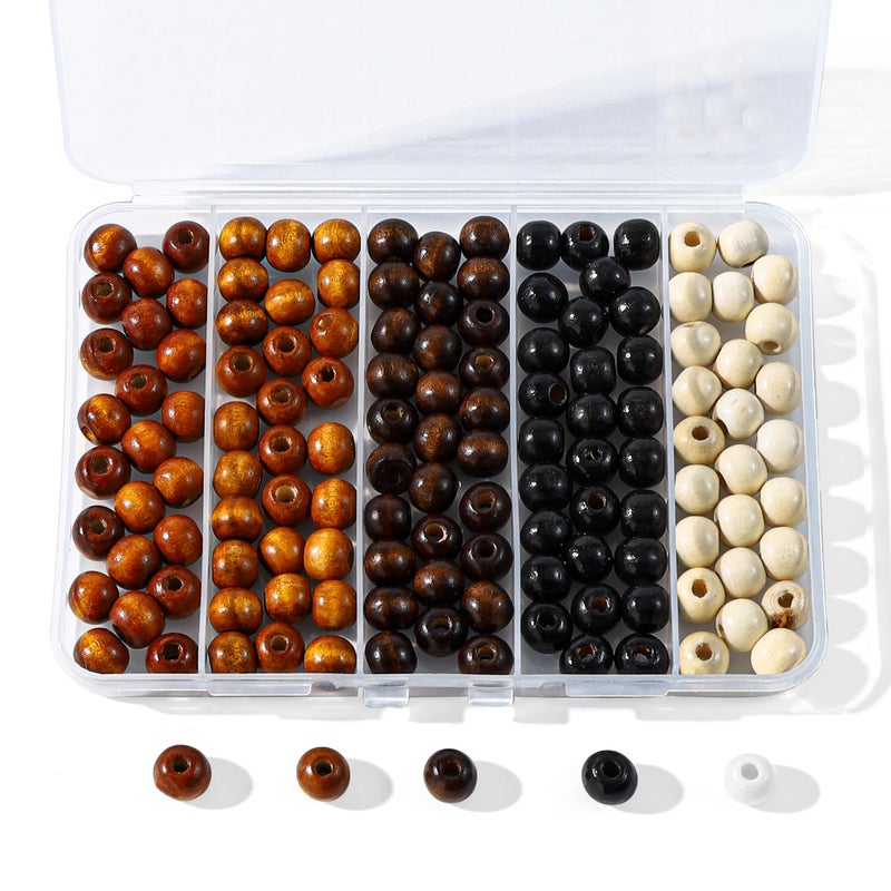 Secmity 140pcs Large Hole Wooden Beads for Crafts, 5 Colors Vintage Unfinished Wood Hair Bead 9X10mm Wooden Loose Spacer Beads for Macrame Decorations DIY Jewelry Making, Bracelets - Image 1